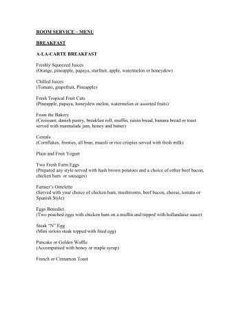 Caesars Windsor Room Service Menu Caesars Windsor Room Service Menu