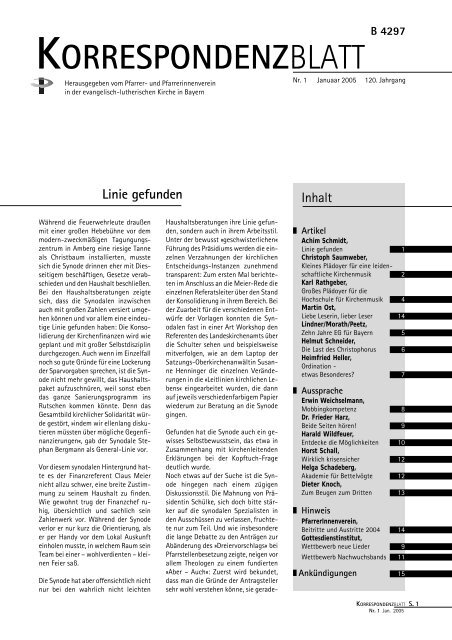 Ausgabe 2005 - Pfarrer- und Pfarrerinnenverein
