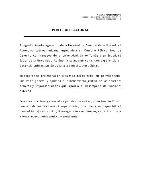 PERFIL OCUPACIONAL - Urrao