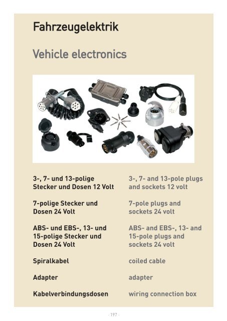 and 13-pole plugs Stecker und Dosen 12 Volt and sockets 12 volt 7 ...