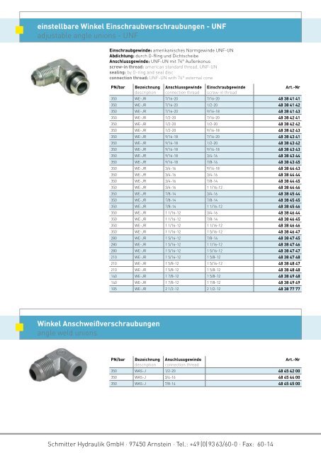 37° Bördelverschraubungen JIC SAE J 514 - Schmitter Hydraulik ...