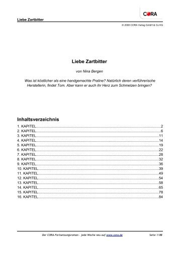 Liebe Zartbitter Inhaltsverzeichnis - Cora Verlag