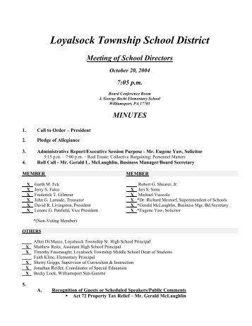 MINUTES - Loyalsock Township School District