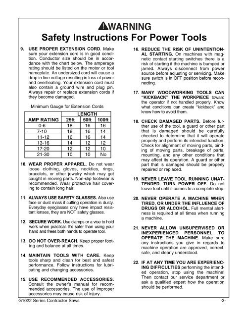 10 table saw - Grizzly Industrial Inc.