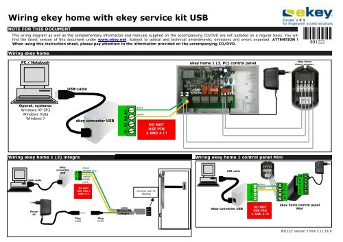 Verkabelung ekey home mit ekey Service Kit USB