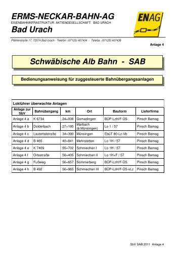 SbV_SAB_2011_Anlage 04 Bahnübergänge - Erms-Neckar-Bahn AG