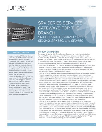 SRX Series Services Gateways for the Branch - Walker and Associates