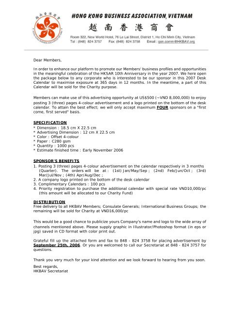 2007 Desk Calendar Sponsorship Letter - Hong Kong Business ...