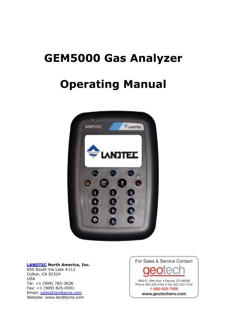 GEM 5000 Operation Manual - Equipment Geotech Environmental