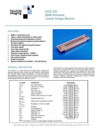CCD 191 6000 Element Linear Image Sensor - Fairchild Imaging
