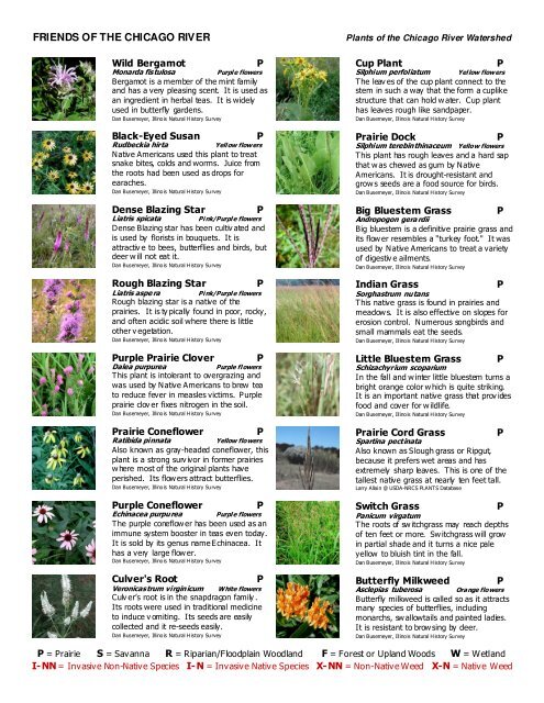 Plants of the Chicago River Watershed - Friends  of the Chicago River