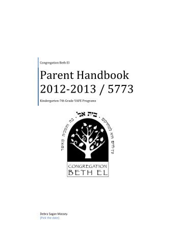 Parent Handbook 2012-2013 / 5773 - Congregation Beth El