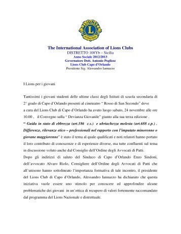 Il Comunicato - Lions Club Capo d'Orlando