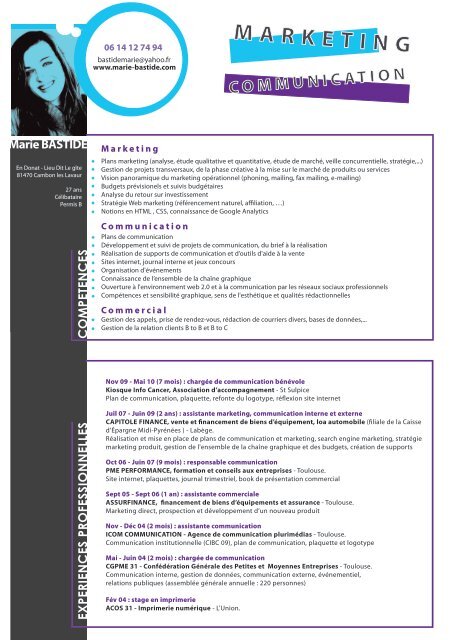 CV print Marie Bastide - Le Club de la communication Toulouse Midi ...