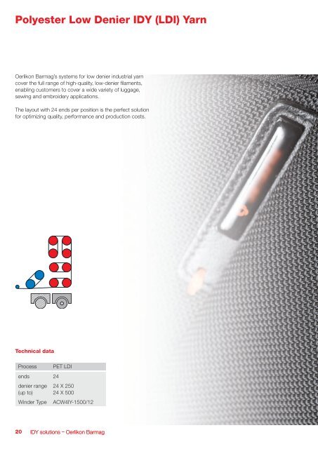 Solutions for IDY production - Oerlikon Barmag - Oerlikon Textile