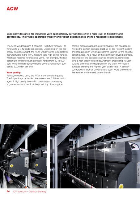 Solutions for IDY production - Oerlikon Barmag - Oerlikon Textile