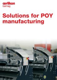 Solutions for POY manufacturing - Oerlikon Barmag - Oerlikon Textile