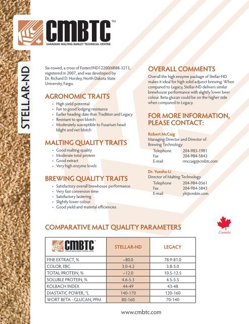 MALTING QUALITY TRAITS - Canadian Malting Barley Technical ...