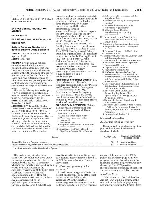 Hospitals: Ethylene Oxide Sterilizers - US Environmental Protection ...