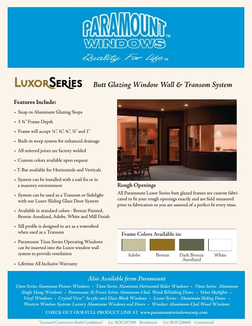 Butt Glazing Window Wall Transom System Luxorseries Luxor
