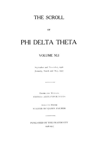 1916 Volume 41 No 1–5 - Phi Delta Theta Scroll Archive