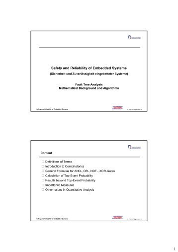 Safety and Reliability of Embedded Systems - Software Engineering ...