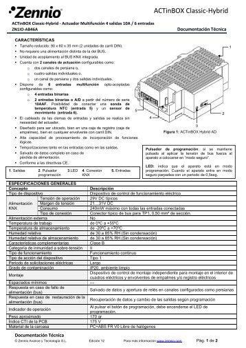 Hoja Técnica ACTinBOX Classic-Hybrid Ed.12 - Zennio