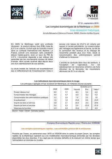 Les comptes economiques de la Martinique en 2009 - Epsilon - Insee