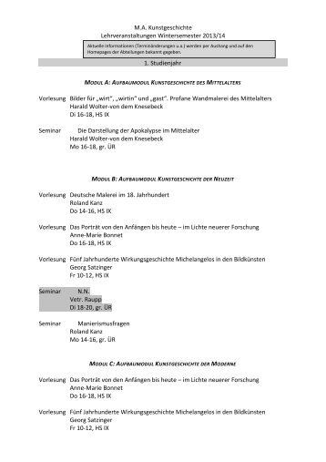 M.A. Kunstgeschichte Lehrveranstaltungen Wintersemester 2013/14 ...