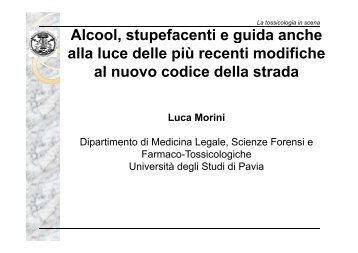 Alcol etilico stupefacenti e guida Alcol etilico, stupefacenti e guida