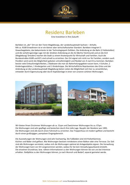 Residenz Barleben - Finanzplanmanufaktur