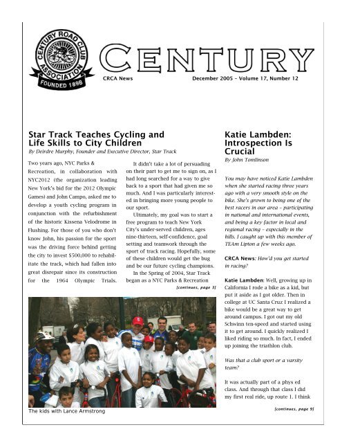 CRCA News December 2005 - Century Road Club Association