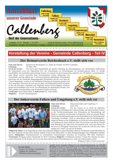 Vorstellung der Vereine - Gemeinde Callenberg - Teil IV
