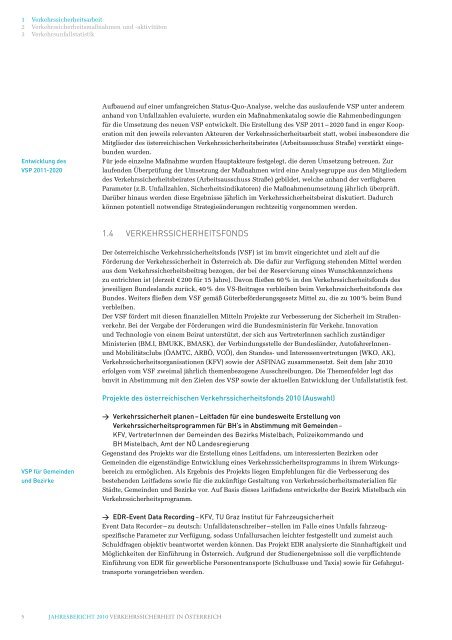 VERKEHRSSICHERHEIT IN ÖSTERREICH JAHRESBERICHT 2010