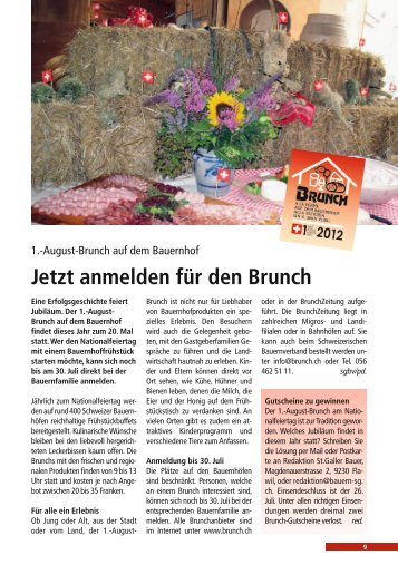 Jetzt anmelden für den Brunch - St.Galler Bauernverband