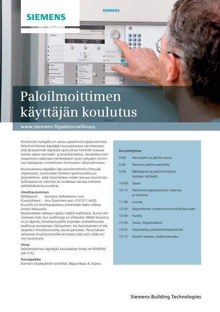 Paloilmoittimen kÃ¤yttÃ¤jÃ¤n koulutus - Siemens