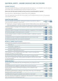 ELECTRICAL SAFETY - HAZARD CHECKLIST AND TEST RECORD