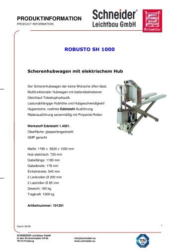 PRODUKTINFORMATION - Schneider Leichtbau