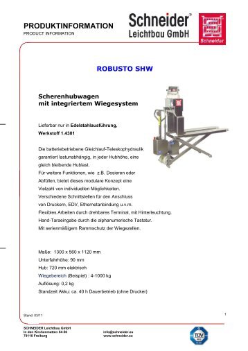 PRODUKTINFORMATION - Schneider Leichtbau