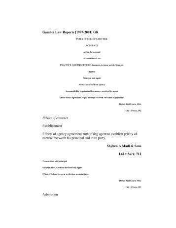 Gambia Law Reports [1997-2001] GR Privity of contract ...