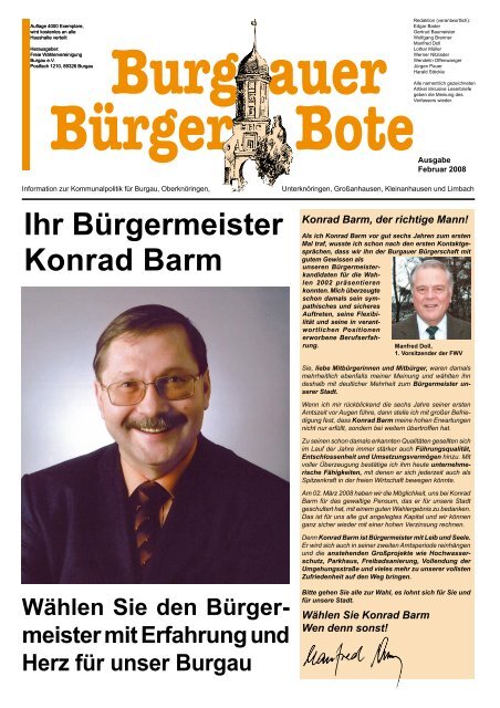Ihr Bürgermeister Konrad Barm - Freie Wähler Guenzburg-land: Home