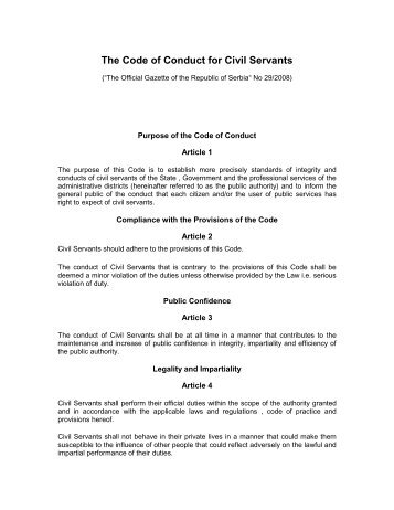The Code of Conduct for Civil Servants