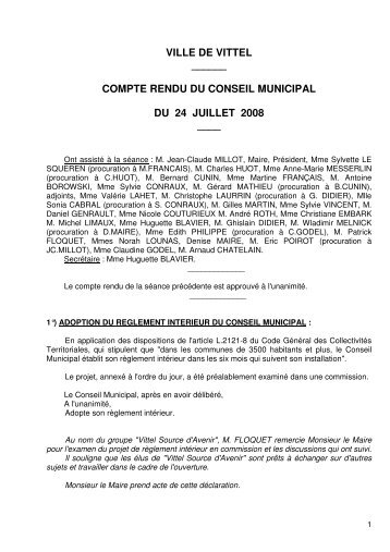 compte rendu du conseil municipal du 24 juillet 2008 - Ville de Vittel