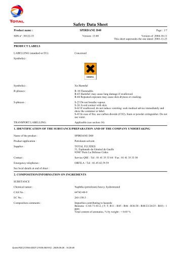 SPIRDANE D40 - Safety Data Sheet - Delkol