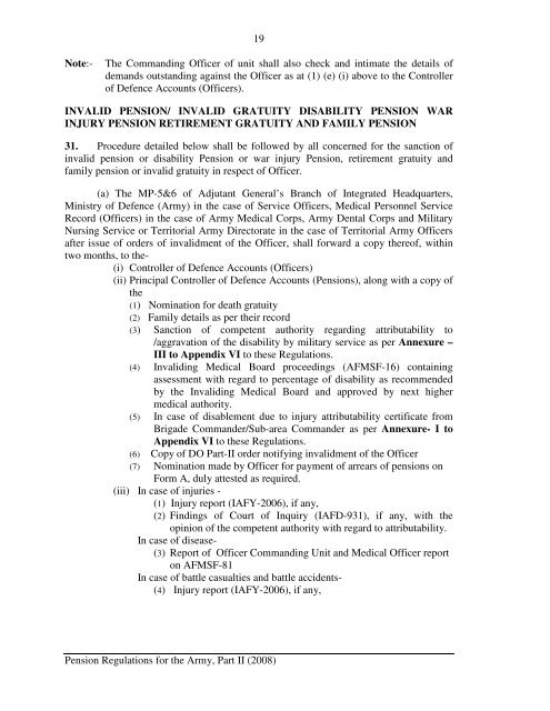 defence services regulations pension regulations for the army