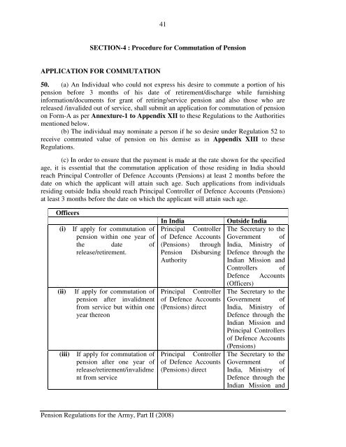 defence services regulations pension regulations for the army