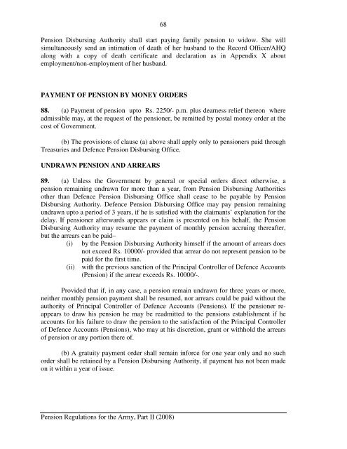 defence services regulations pension regulations for the army