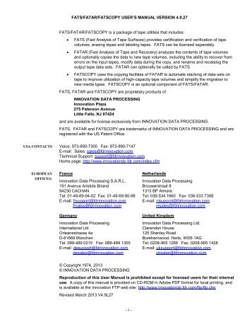 FATS, FATAR, FATSCOPY User Manual - Innovation Data Processing