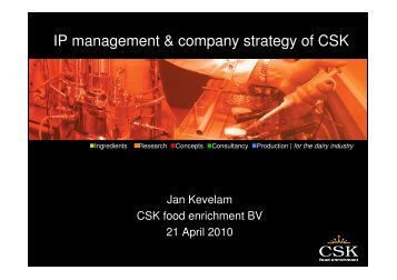 IP management & company strategy of CSK - Food Valley
