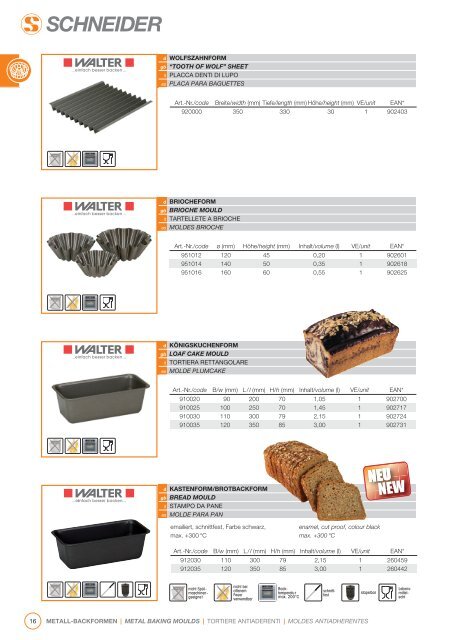 Metall-Backformen Metal baking moulds - Schneider GmbH